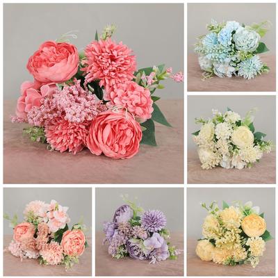 Shooting Props Silk Rose Flower Fake Peony Hydrangea Artificial Bouquet Party Wedding Decoration
