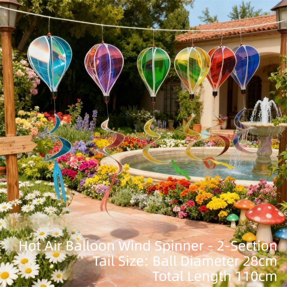 1PC Wind Turning Random Color Hot Air Balloon Rotating Colorful Wind Spinners Rainbow Plastic Material Wind Strips Picnicking