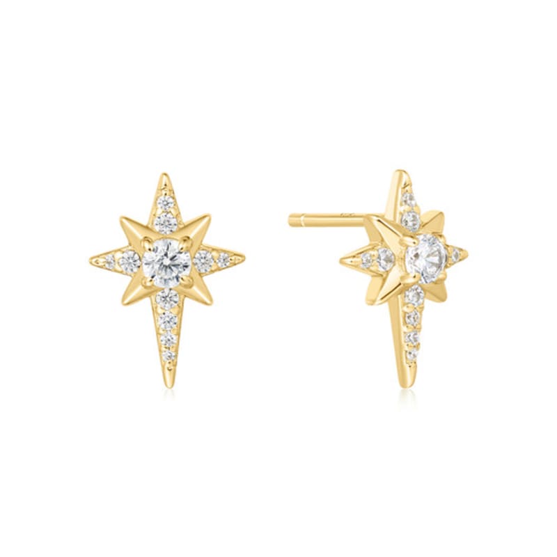 ANIA HAIE Gold Octagonal Star Stud 925 Silver Earrings E065-02G