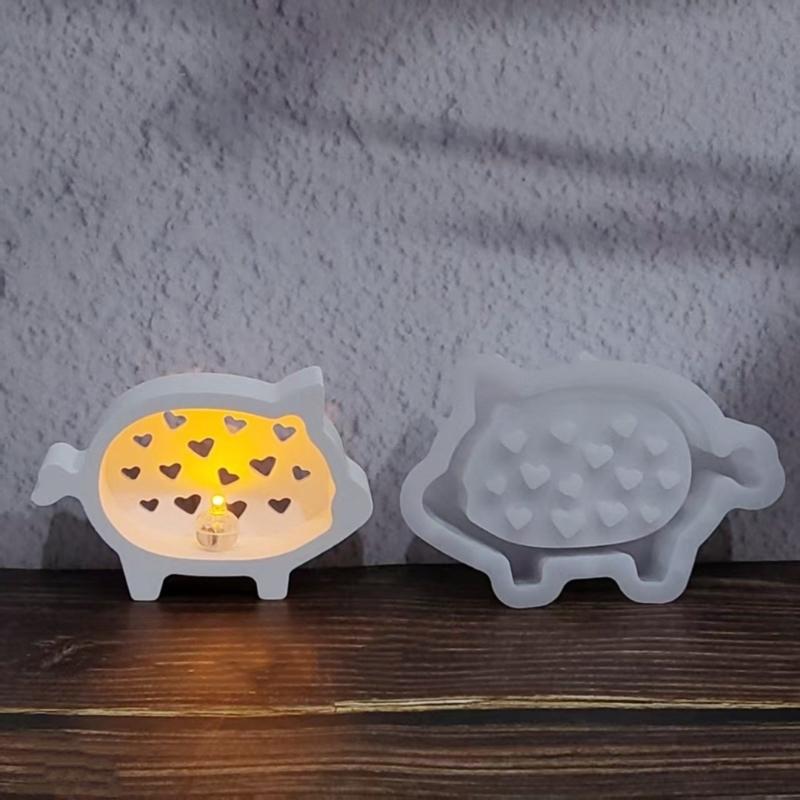 Lovely Pig Silicone Mould Featuring Irregular Heart Hollow Out Designs for Personalize Decorations and Gift