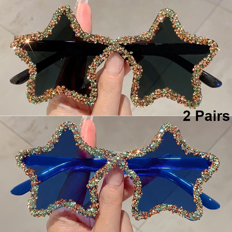 2pcs Vintage Women Polygon Sunglasses Female Metal Frame Design Retro Casual  Sun Glasses Female Male Popular Black Eyewear