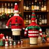 1Set Knitted Clothing Sweet Bottle Decoration Ambience Decoration Acrylic Christmas Red Striped Pattern Champagne Protector