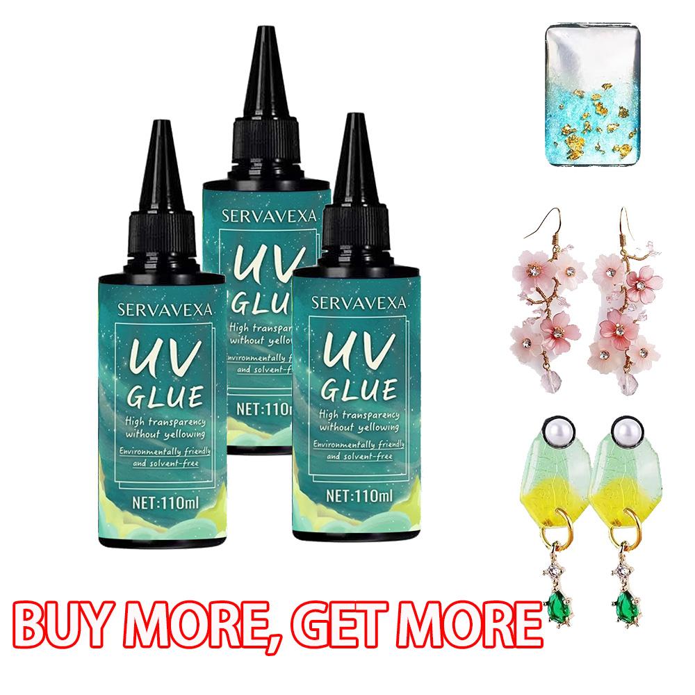 SERVAVEXA UV Resin with Light 110ml, Clear Hard Type UV Glue Bubble Free Fast Curing No Yellowing for Craft Jewelry