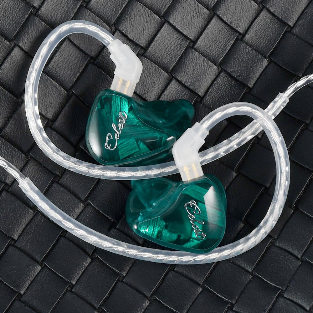 HiFiGo Kinera Celest Wyvern Qing 10mm Dynamic Driver 1DD Wired Earbuds with 3D Printed Design Shell No In-Ear Earphones, Semi-Custom (Green, Mic)