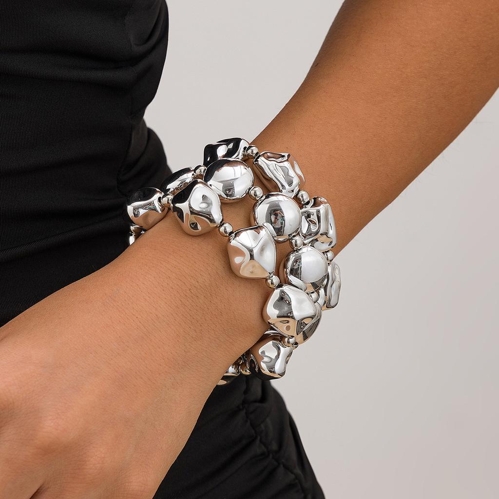 Fashion Exaggerated Irregular Ccb Beaded Bracelet Female, Personalized Geometric Bead Bracelet Bracelet