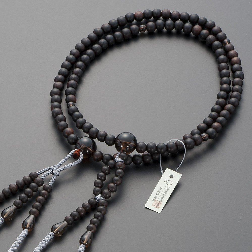 Buddhist Altar Shop Takita Shoten Buddhist Prayer Nichiren Sect Formal Prayer Beads Striped Ebony with Brown Crystal 2 Shaku Silk with Flower Brahma