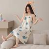 Pajamas women's summer with chest pads, suspenders, pure cotton women's summer pink rhyme sexy pajamas medium and long women's 1011 new models