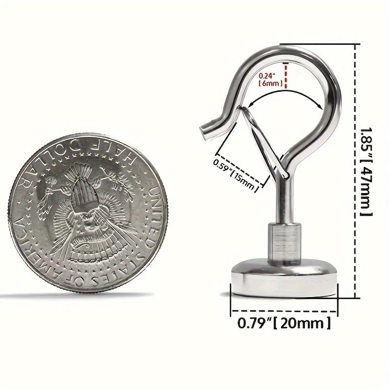 Heavy Duty Magnetic Hooks with Swivel Snap - 30 Lb Holding Power Metal Wall Mount Hooks, Polished Finish - Multipurpose Strong Magnet Hooks