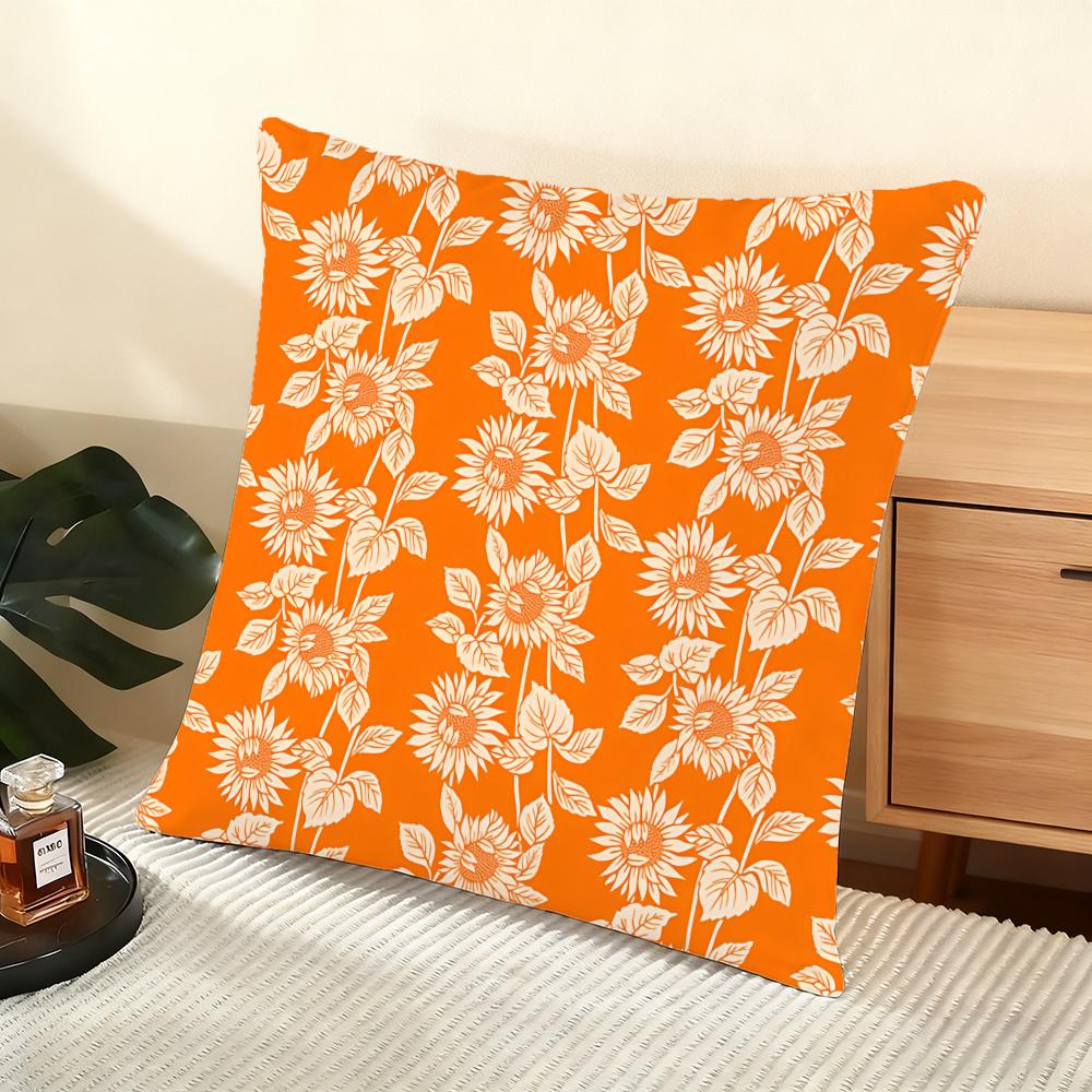Sunflower Pattern Cushion Cover Soft Short Plush Pillow Cover Smooth Cozy Texture Aesthetic Cushion Case Home Decor