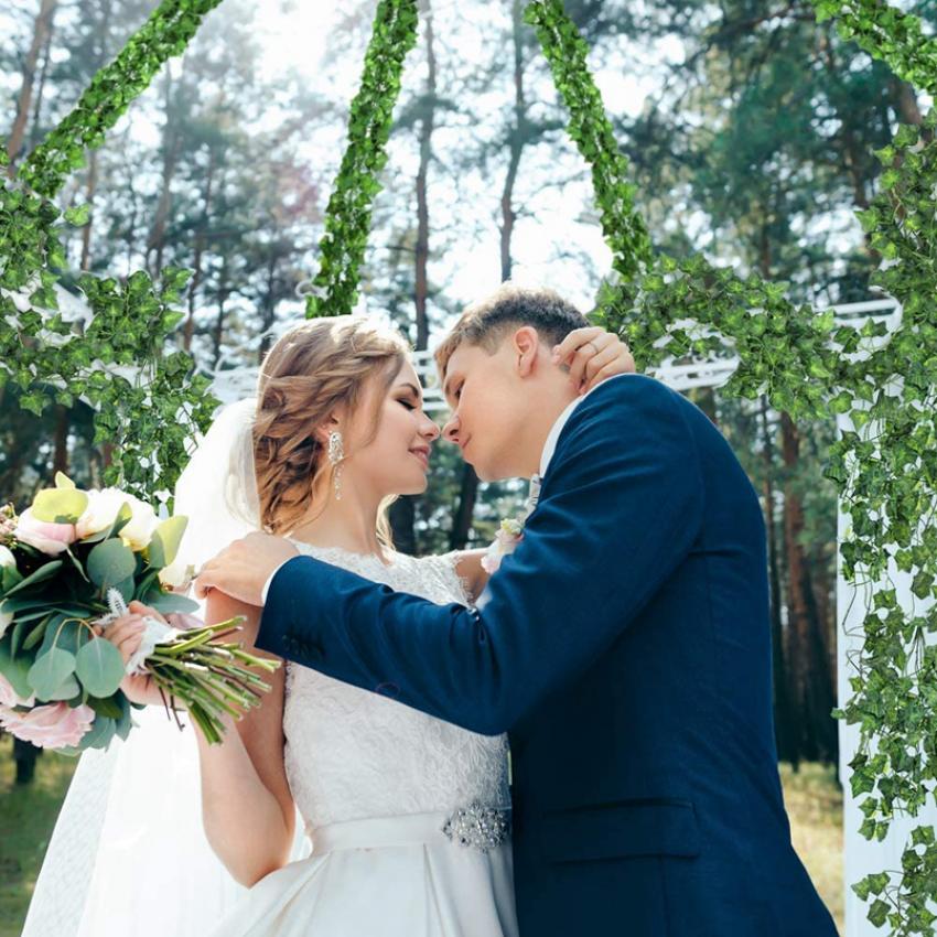 210Cm Green Silk Artificial Hanging Christmas Garland Plants Vine Leaves Diy Home table Wedding Party Bathroom Garden Decoration