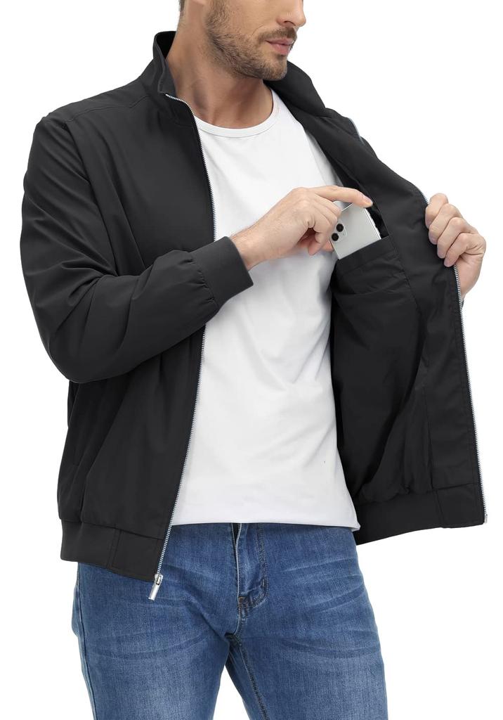 Swing Top Large Size Stadium Jumper Plain Blouson Thin Jumper Autumn Clothes Light Jacket Street Motorcycle Jacket Windproof Outerwear Jacket Black