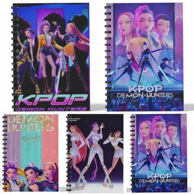 !!Película Anime K-pop Cazadores de Demonios Cuadernos A6 Papelería Cuadernos de Espiral para Estudiantes Material Escolar Accesorios de Oficina Regalo