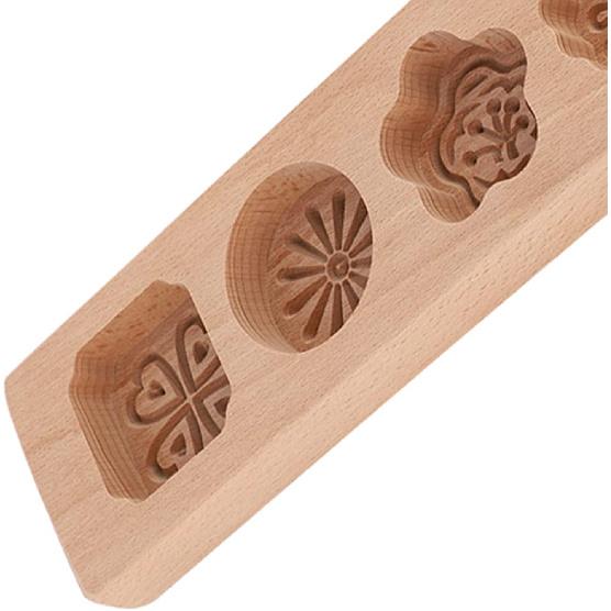 Wooden 4 Flower Pattern DIY Handmade Press Food Pastry Biscuit Cookie Pumpkin Pie Baking Tool for Home Bakery Dessert Shop(Pattern Two)