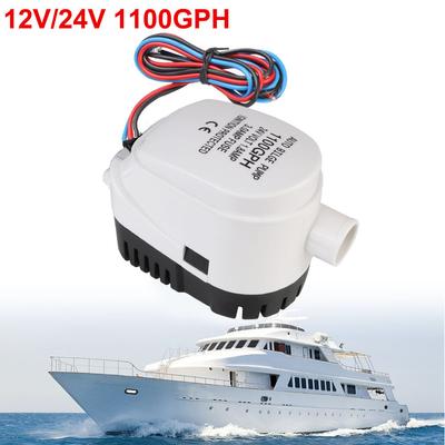 Volt Automatic Boat Bilge Pump DC 12V/24V Motor Seaplane Submersible Water Electric Pump Auto Outdoor Small 1100GPH Yacht Boat with Fuse