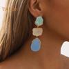 1 Pair Women Hanging Earrings Exaggerated Geometric Color Matching Smooth Bohemian Style Club Party Dangle Earrings Ear Jewelry