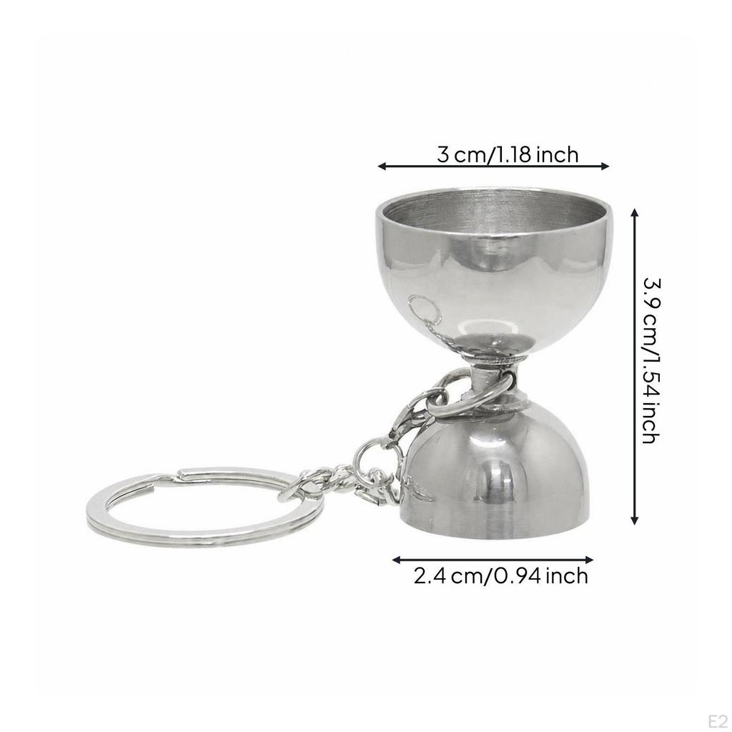 Mini Jigger with Keychain | Stainless Steel Build, Compact Pocket Size, DoubleEnded Cocktail Jigger,
