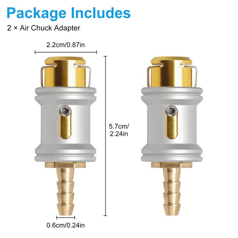 2 Stück 6mm Auto Reifenventil Clip Pumpe Düse Klemme Massivmessing Schnellkupplung Aufblasanschluss Auto Luftventil Aufblasgerät Pumpenadapter