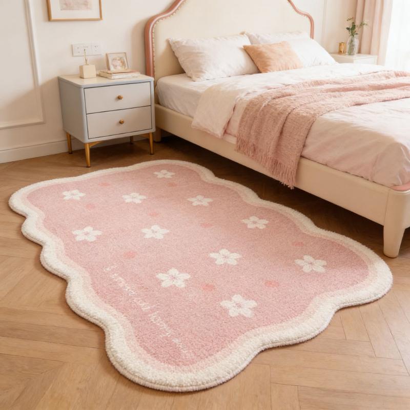Girly Style Carpets for Living Room Pink Bow Bedroom Decor Carpet Fluffy Soft Irregular Bedside Rug Home Thicken Plush Floor Mat