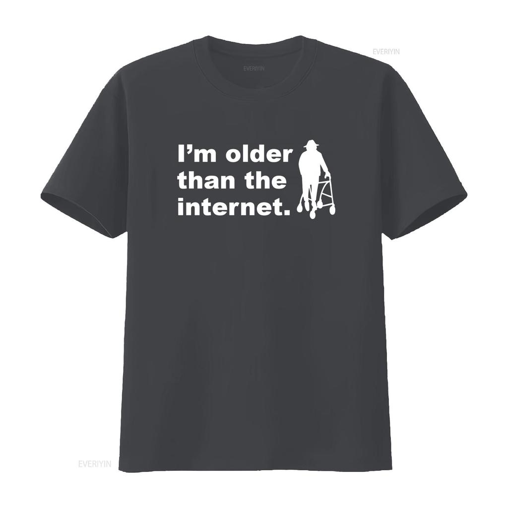 Funny Joke Birthday T Shirt for Men and Women Im Older Than The Internet Slogan vintage Washed Soft fashion streetwear