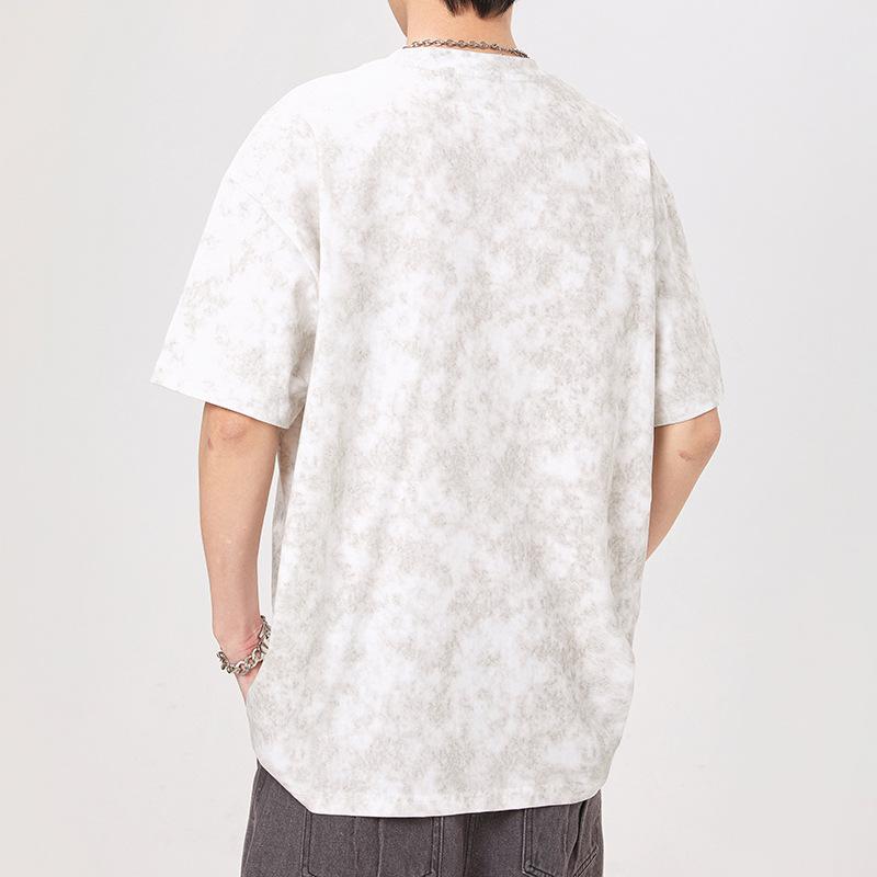 New Summer High-density Knitted Loose Printed Men's T-shirt Short-sleeved
