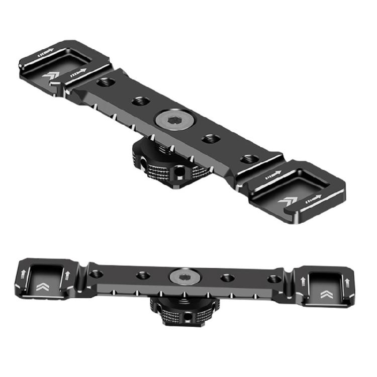 Cold Shoe Mount Bracket Aluminum Extension Bar Plate Double Hot Shoe Adapter for Microphone LED Video Light Stand