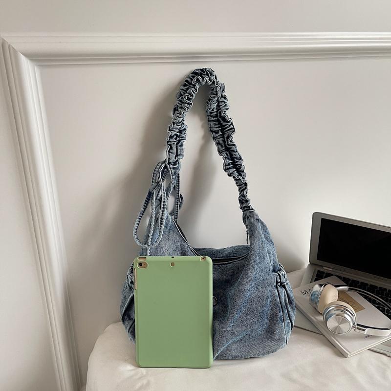 Borsa a tracolla in denim da donna, leggera, piccola, quadrata, borsa a spalla, da sotto braccio