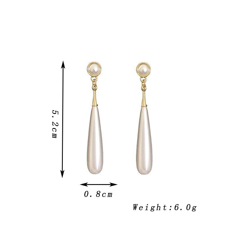 Long Water Droplet Dangle Earrings for Women Wedding Party Elegant Imitation Pearl Drop Earrings Trendy Retro Jewelry Gift