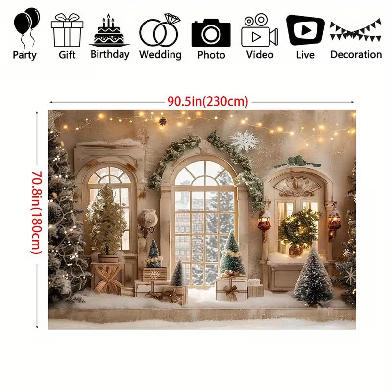 2D Neutral Rustic Christmas Photography Background