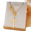 Collier Lariat Bande de Möbius en Acier Inoxydable - Pendentif Doré pour Femme