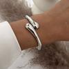 Hiphop Exaggerated Wide Cuff Bangle Manchette Vintage Punk Irregular Glossy Gold Color Bracelet Bangles Women Men Jewelry