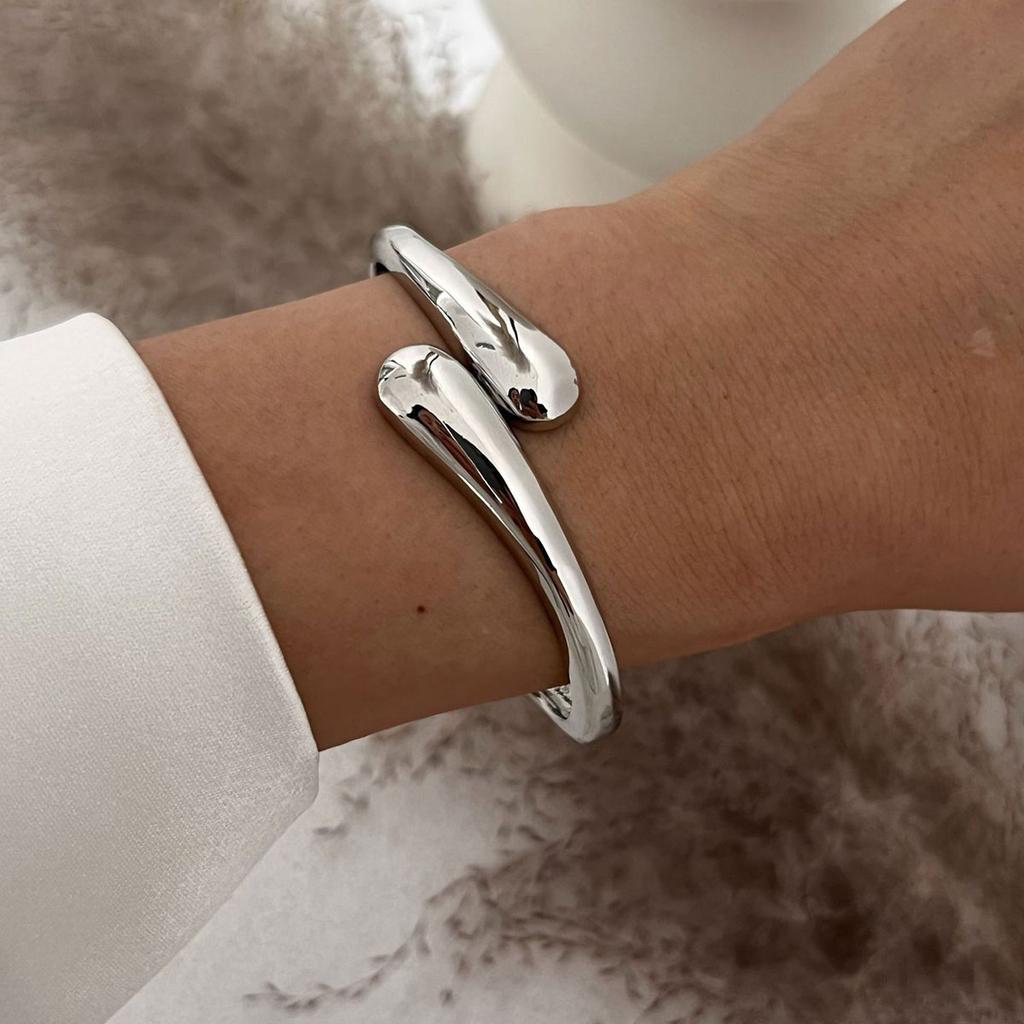 Hiphop Exaggerated Wide Cuff Bangle Manchette Vintage Punk Irregular Glossy Gold Color Bracelet Bangles Women Men Jewelry