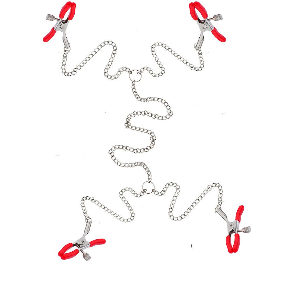 Adult Supplies I-Shaped Nipple Clamp Sexy Nipple Clamp Clitoral G-Spot Chain Clip Regular Three-Head Four-Head I-Shaped Clip