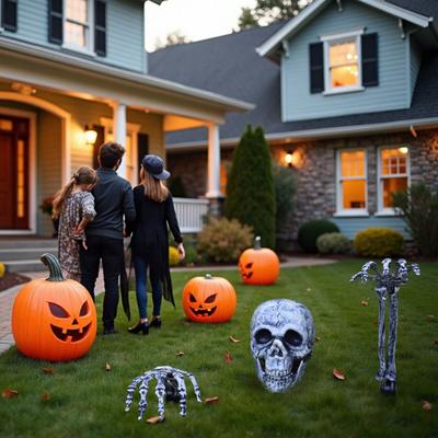 Decorações de Estaca de Esqueleto de Halloween Mão/Braço de Caveira Assustadora com Estacas Modelo de Osso de Esqueleto Realista para Decoração de Gramado de Jardim de Quintal ao Ar Livre