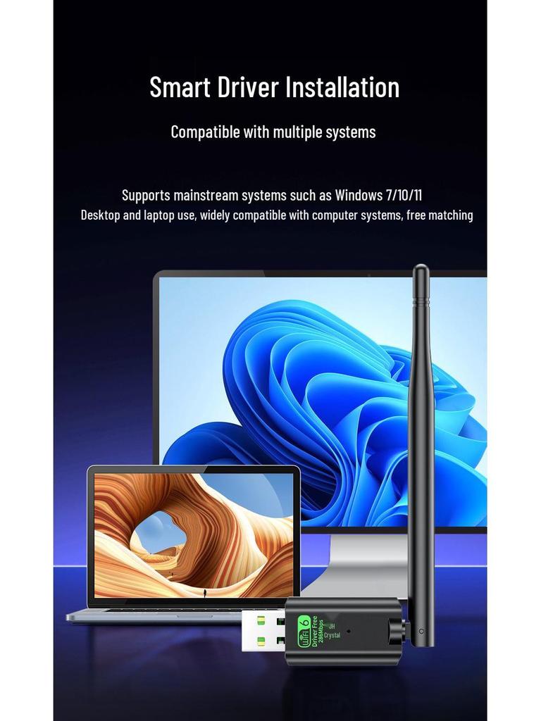 Jinghua Dual-Band WIFI6 USB 300M Driver-Free Wireless Network Adapter 2.4/5G