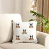 Cartoon French Bulldog Pattern Cushion Cover Reversible Plush Pillow Cover Soft Fluffy  Home Decor for Sofa Bedroom