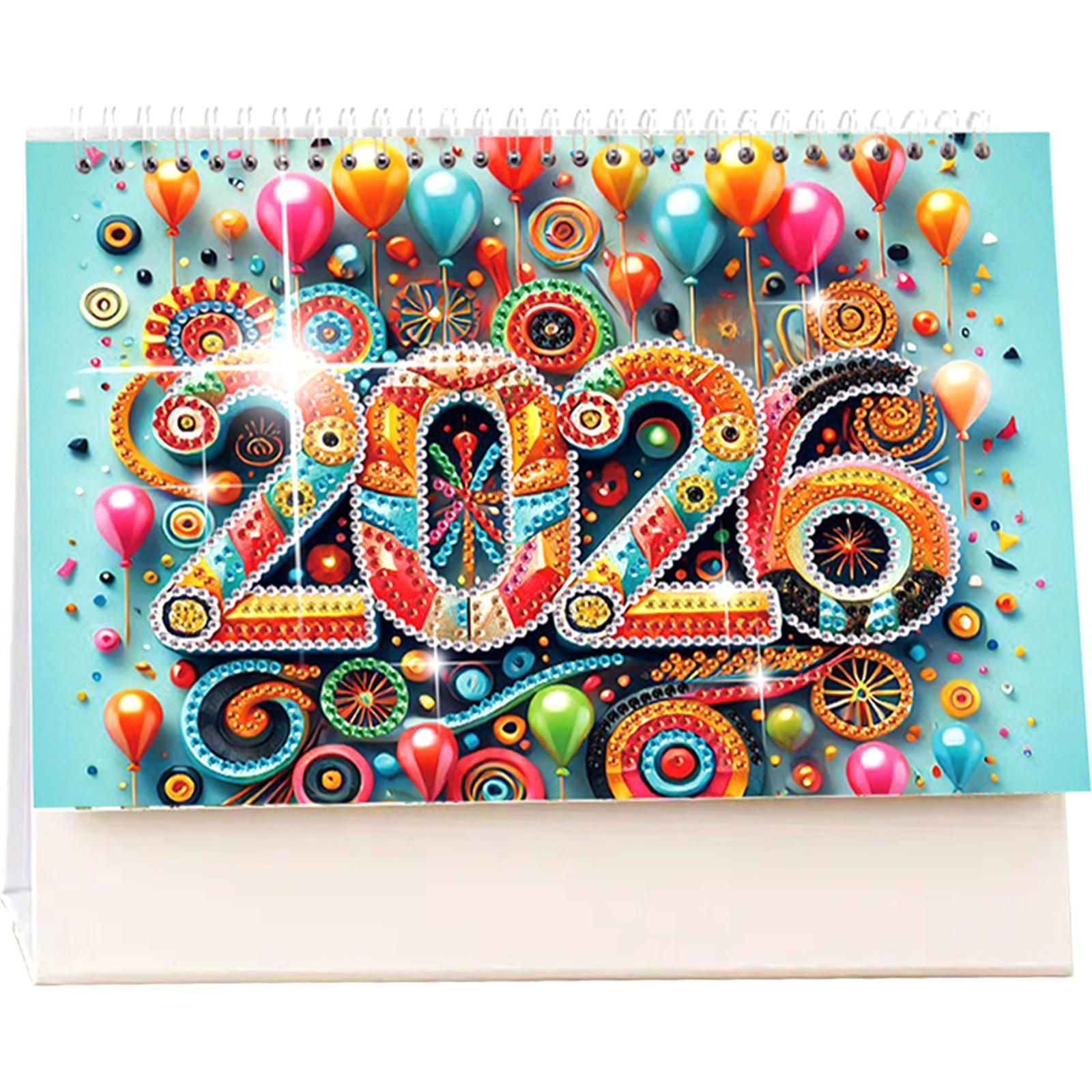 

2026 Calendar DIY Diamond Art Desk Calendar W/ Irregular Shaped Diamonds Diamond Painting Paper Desk Calendar for Home Office