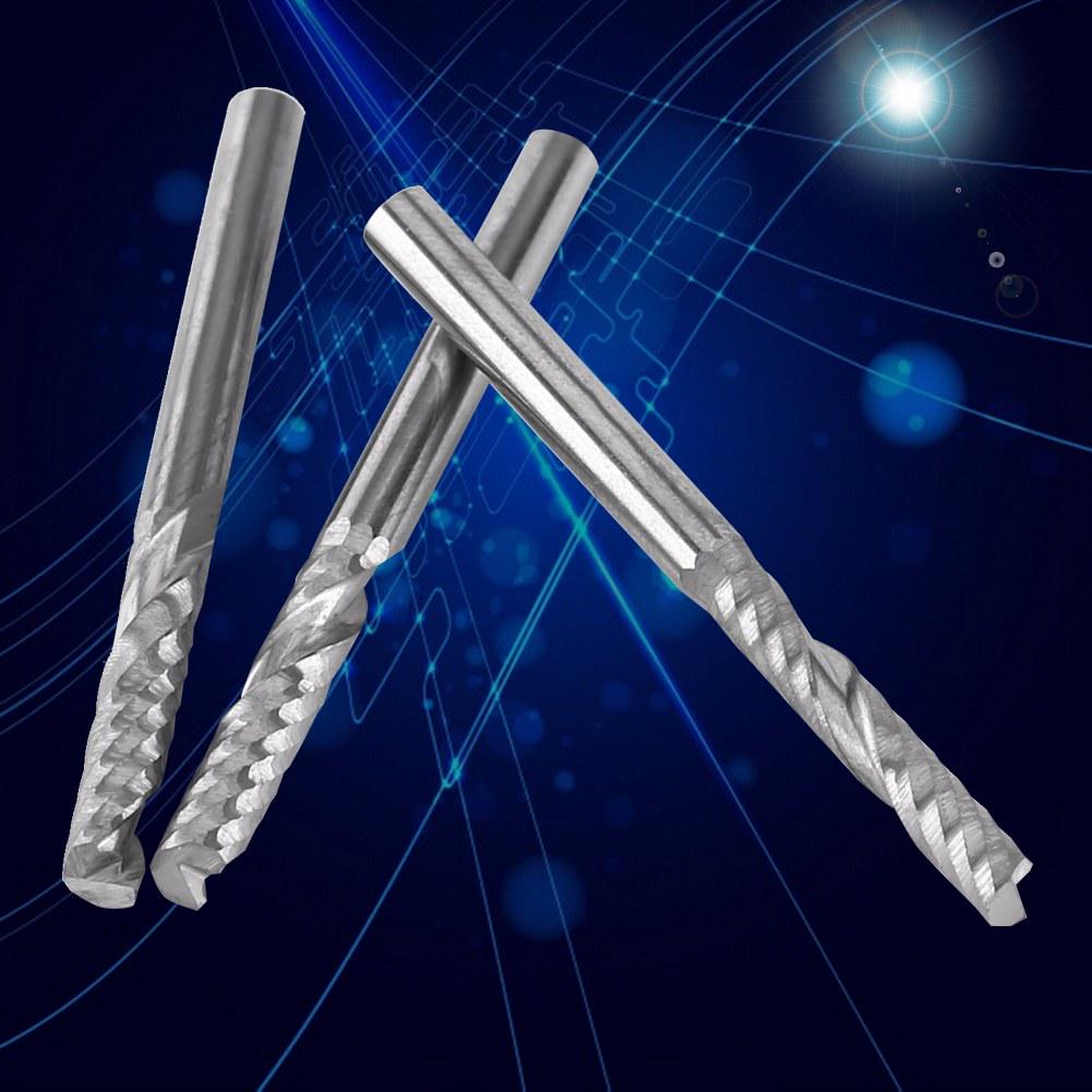 10 Stück 3,175*15MM Einzahn Wolframcarbid Schaftfräser CNC-Bits zum Schneiden von Holz Acryl