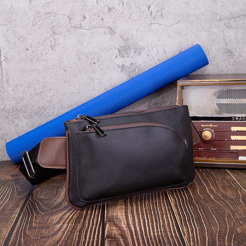 Borsello da Uomo in Pelle Retro a Tracolla - Borsa Multifunzionale da Petto e per Cellulare