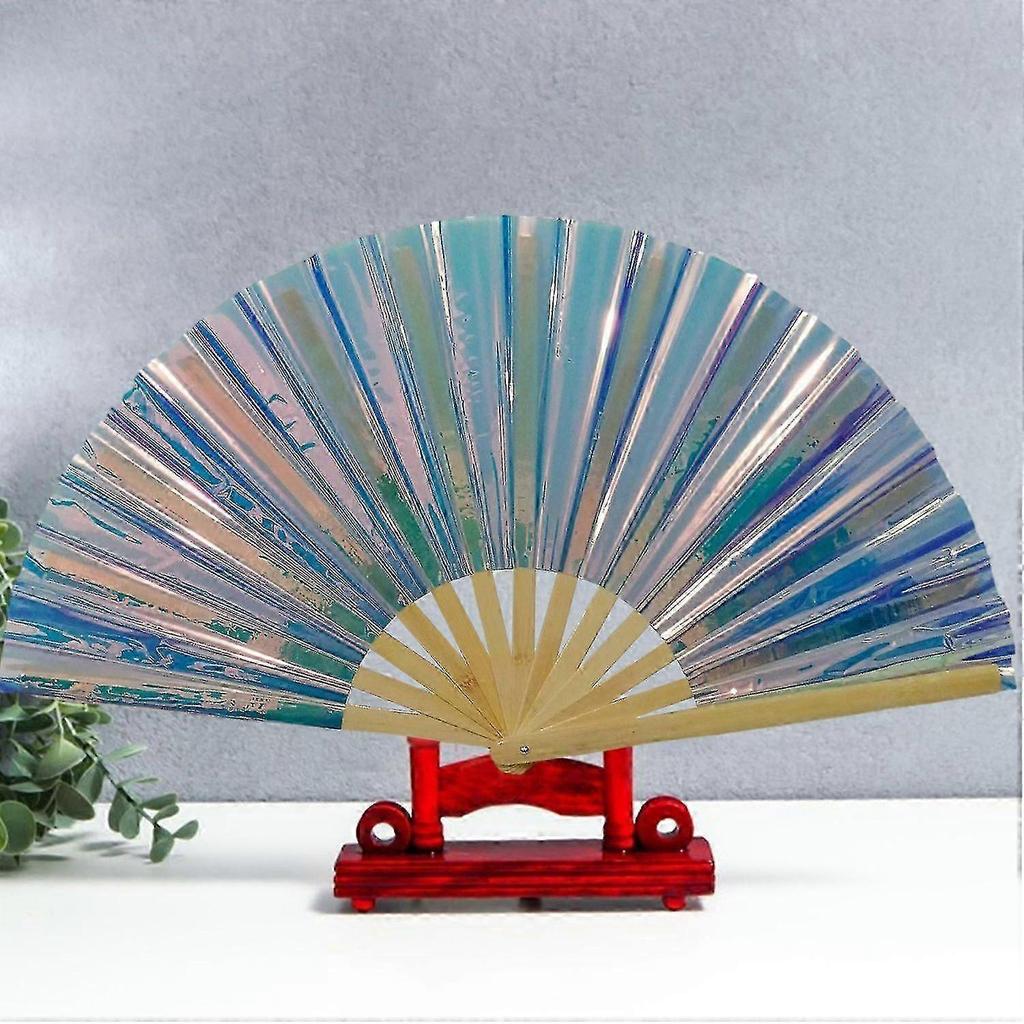 10 Inch Folding Fan Bright Color Hand Rave Fan Festival Renaissance Party Bamboo Party Decorative