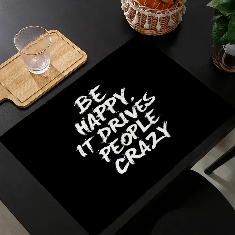 Set da 4 tovagliette geometriche bianche e nere personalizzate in cotone e lino per tavolo da pranzo, sottobicchiere, sottotazza per ciotola/tazza, decorazione per la casa 10.11WJY