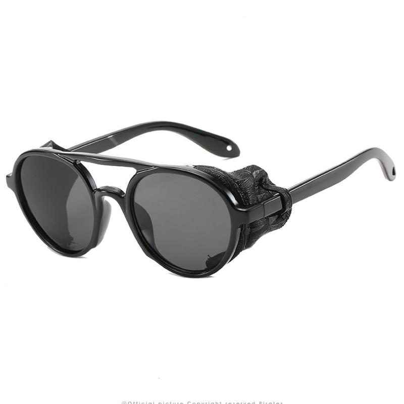 

Steampunk Night Vision Googles Men Punk Round Sunglasses Brand Design Retro Double-bridge Windshield Driving Shades Eyewear SUNGLASSES