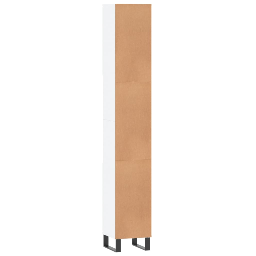 Bathroom Cabinet White 30x30x190 Cm Particleboard
