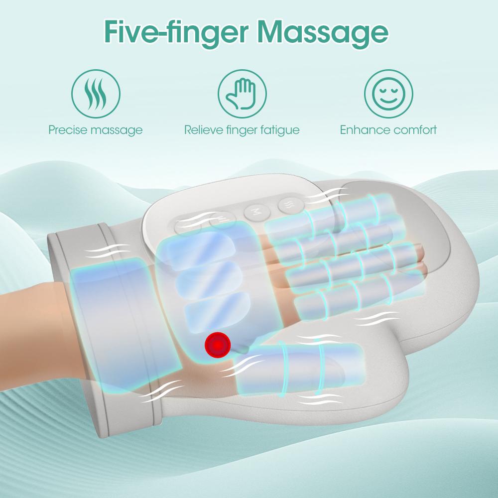 Hand Massager with Heat Compression Carpal Tunnel Wrist Finger Massagers Kneading Rollers Electric Portable Vibrating Gloves