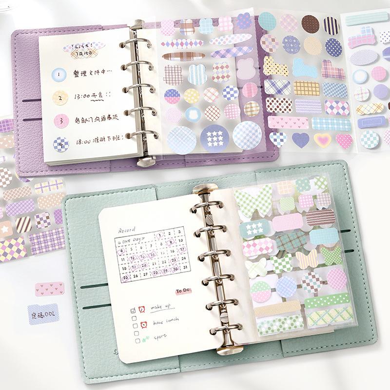 3sheet Simplicity Cute Sticker for M5 Size Scrapbook Note Plaid Butterfly Dot Style Journaling Sticker DIY Decor Decal Kid Gift