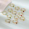 Chic Geometric Square Stone Rings For Women Fashion Birthston Birthday Party Gold Color Opening Ring Jewelry Elegant Her Gift