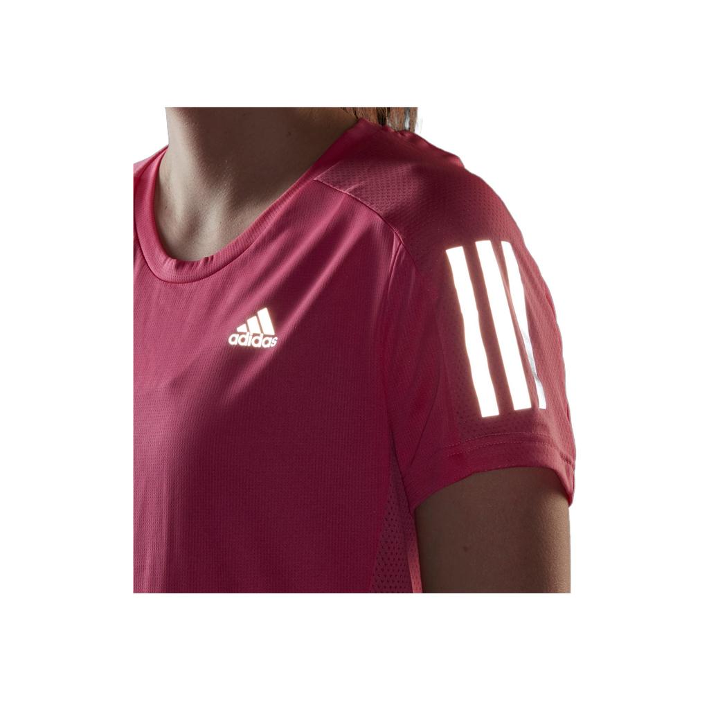 Adidas Own The Run Short Sleeve Crew Neck T-Shirt Women Tops Semi-Fluorescent-Pink H30045