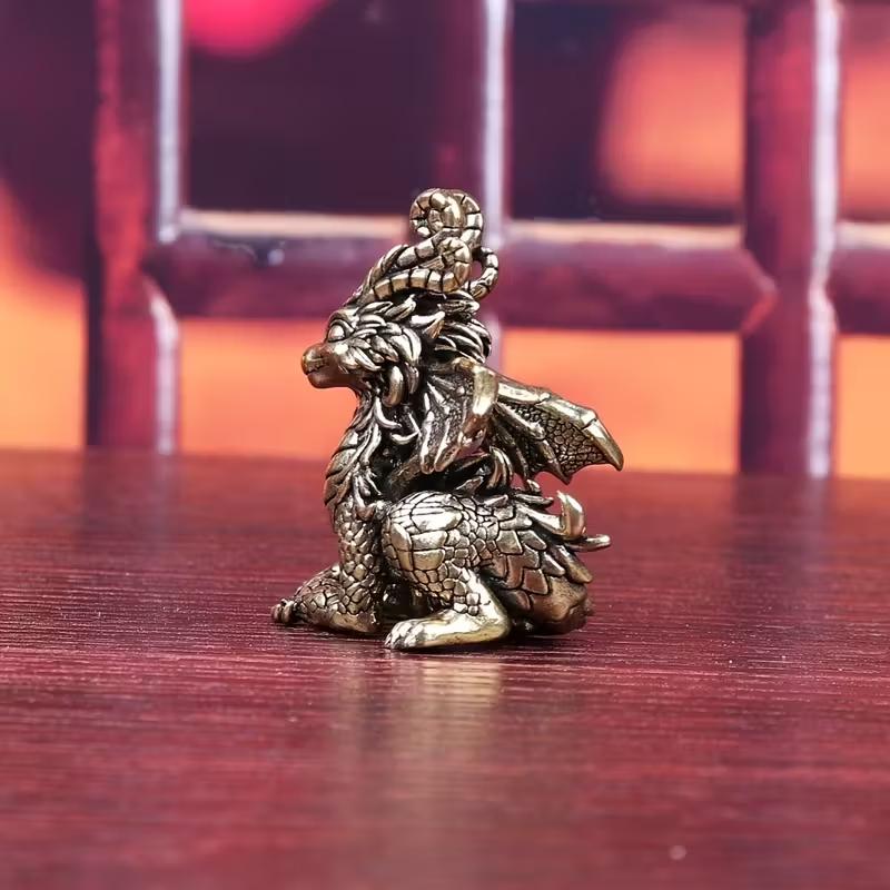 Antique Brass Dragon Statues Elegant Standing Positions for Home/Office/Outdoor Decor Perfect Gift for Housewarming Christmas