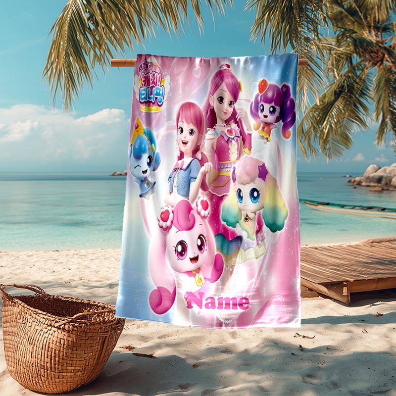 Custom Name Ultra-Soft Beach Towel with Twinkle Catch Teenieping Theme,Ideal for Pool - Camping, Diving - Perfect Travel Essential, Vibrant Beach Towe