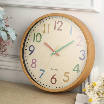 Colorful Cartoon Wall Clock with Silent Quartz Movement Vibrant Circular Design for Bedroom, Living Room Office Decor Battery Operated AA Not Included