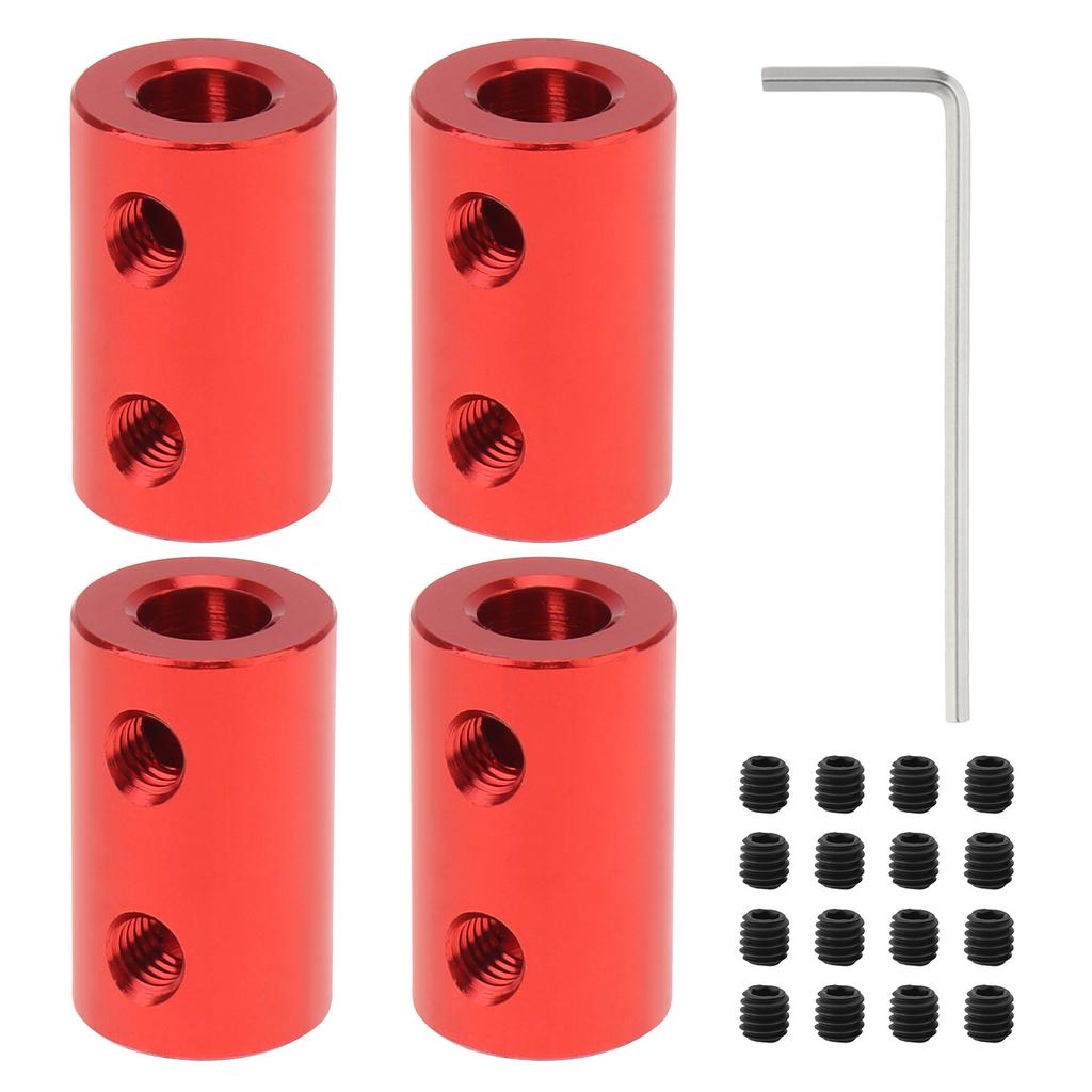 4 pcs 4-6mm Aluminum Alloy Red Rigid Coupling Set L20x12mm for RC Airplane Boat Motor Accessories with M4 Screws Wrench Shaft Coupler